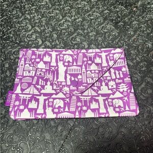 Ipsy Purple Travel Icon Envelope Clutch NWOT